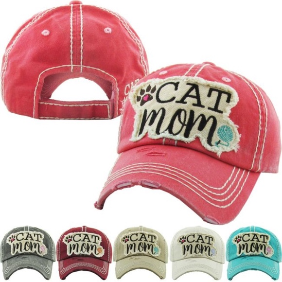 CAT MOM Washed Vintage Ball Cap - Picture 6 of 7